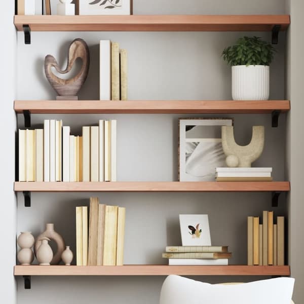vidaXL væghylde 100x30x(2-4) cm behandlet massivt egetræ lysebrun