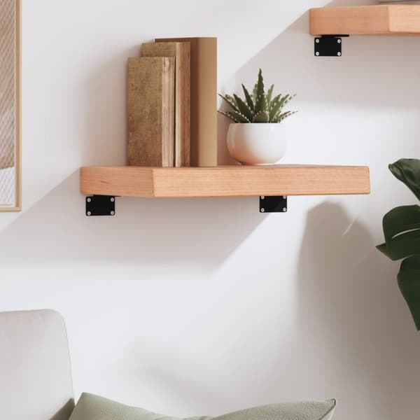 vidaXL væghylde 40x30x(2-6) cm behandlet massivt egetræ lysebrun