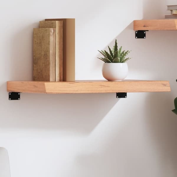 vidaXL væghylde 60x40x(2-6) cm behandlet massivt egetræ lysebrun