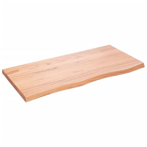 vidaXL væghylde 100x50x(2-4) cm behandlet massivt egetræ lysebrun