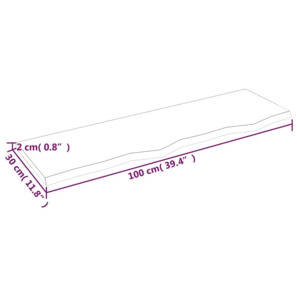 vidaXL væghylde 100x30x2 cm behandlet massivt egetræ lysebrun
