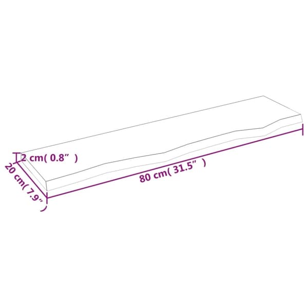 vidaXL Seinähylly vaaleanruskea 80x20x2 cm käsitelty täystammi