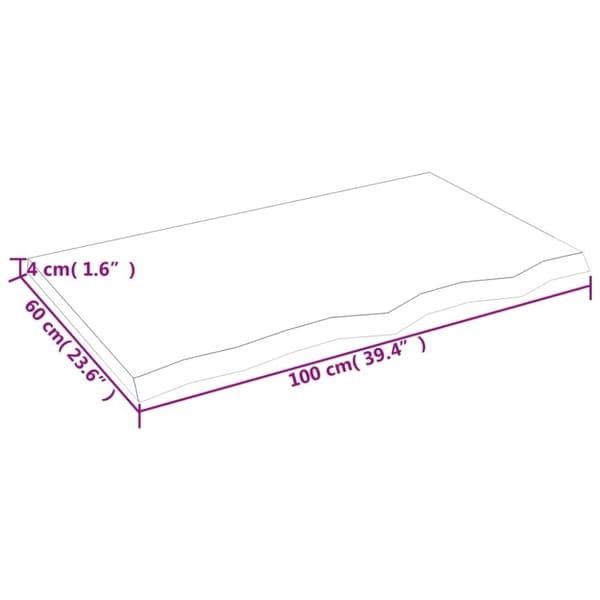 vidaXL væghylde 100x60x(2-4) cm ubehandlet massivt egetræ