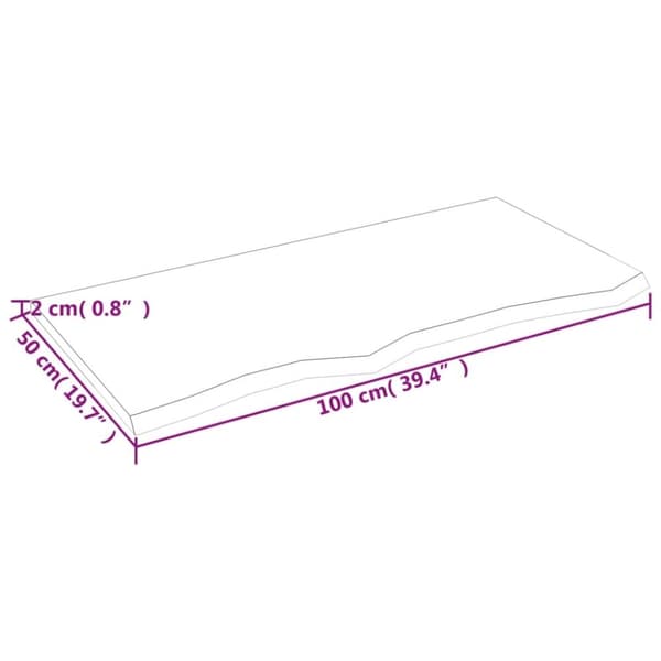 vidaXL væghylde 100x50x2 cm ubehandlet massivt egetræ