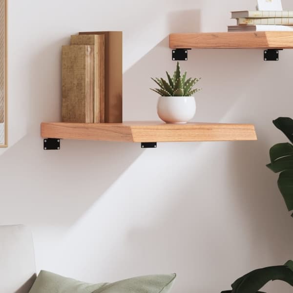 vidaXL væghylde 40x60x(2-6) cm behandlet massivt egetræ lysebrun