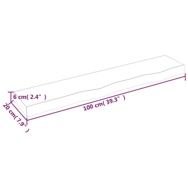 vidaXL væghylde 100x20x6 cm behandlet massivt egetræ lysebrun