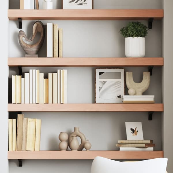 vidaXL væghylde 100x20x6 cm behandlet massivt egetræ lysebrun