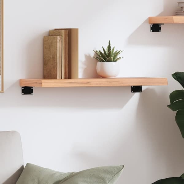 vidaXL væghylde 60x20x4 cm behandlet massivt egetræ lysebrun