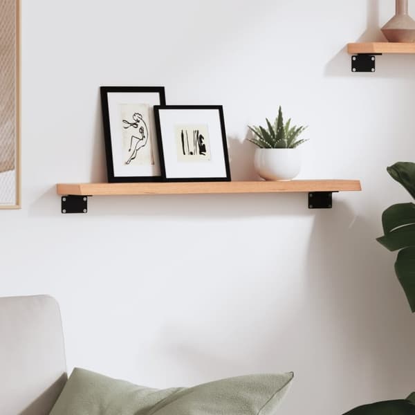 vidaXL Vegghylle lysebrun 60x10x2 cm behandlet heltre eik