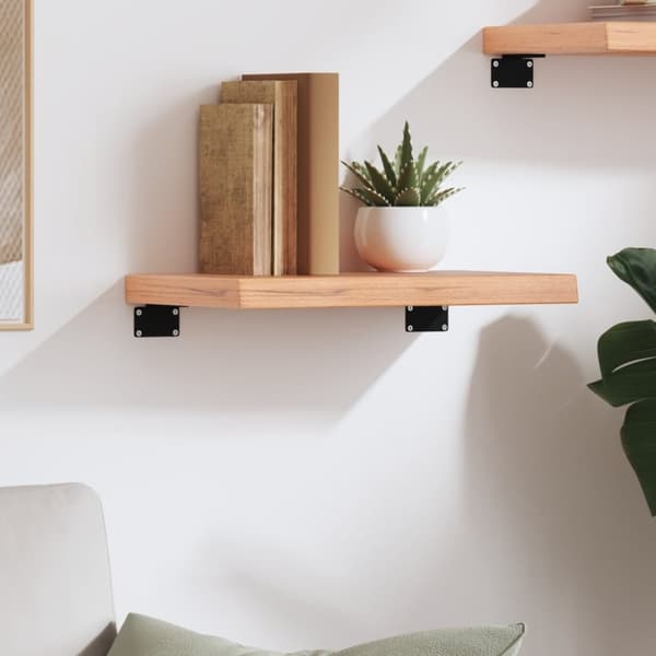 vidaXL Vägghylla ljusbrun 40x30x(2-4) cm behandlad massiv ek