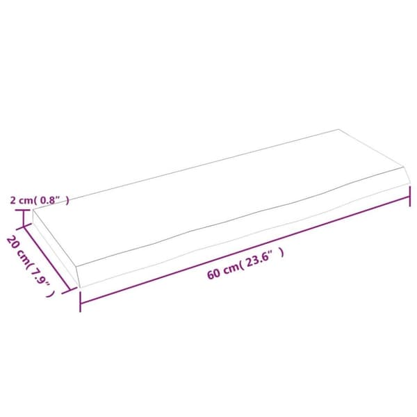 vidaXL Seinähylly vaaleanruskea 60x20x2 cm käsitelty täystammi