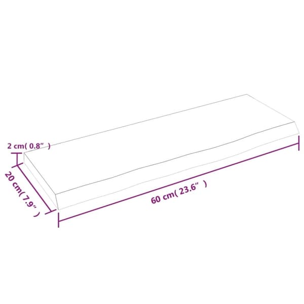 vidaXL Seinähylly vaaleanruskea 60x20x2 cm käsitelty täystammi