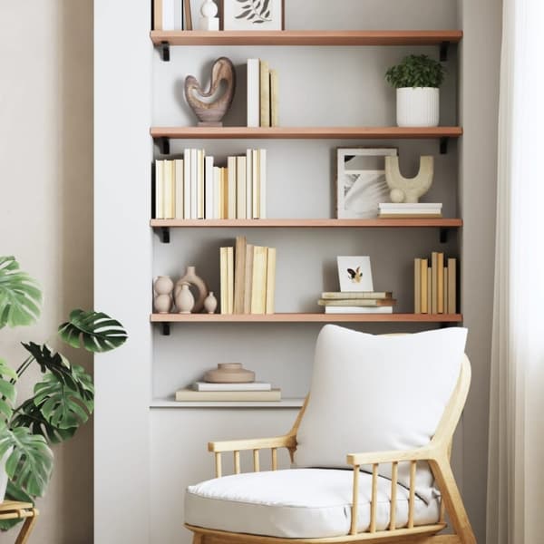 vidaXL Vägghylla ljusbrun 80x30x2 cm behandlad massiv ek