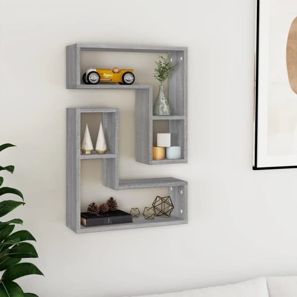 vidaXL Vegghyller 2 stk grå sonoma 50x15x50 cm konstruert tre
