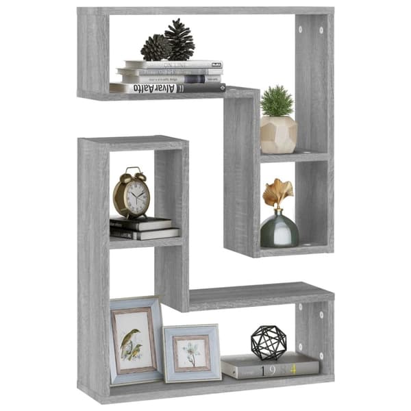 vidaXL Vegghyller 2 stk grå sonoma 50x15x50 cm konstruert tre