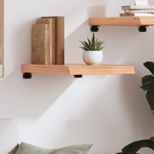 vidaXL væghylde 40x50x(2-6) cm behandlet massivt egetræ lysebrun