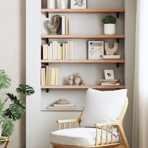 vidaXL væghylde 80x20x4 cm behandlet massivt egetræ lysebrun