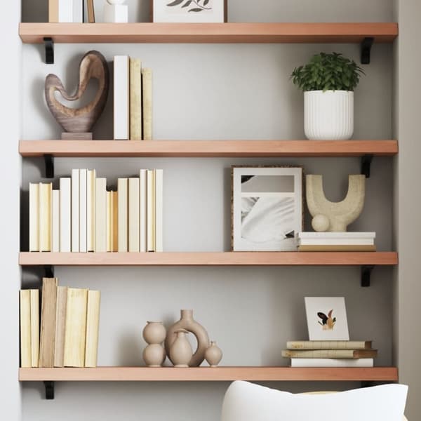 vidaXL væghylde 80x20x4 cm behandlet massivt egetræ lysebrun