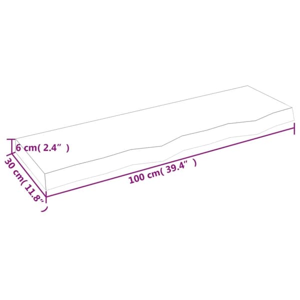 vidaXL væghylde 100x30x(2-6) cm behandlet massivt egetræ mørkebrun