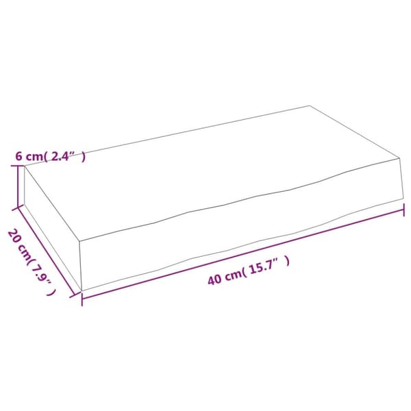 vidaXL væghylde 40x20x6 cm behandlet massivt egetræ mørkebrun