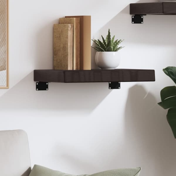 vidaXL Vägghylla mörkbrun 40x30x(2-6) cm behandlad massiv ek