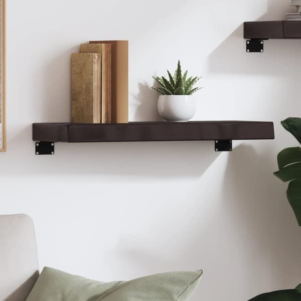 vidaXL Vegghylle mørkebrun 60x20x6 cm behandlet heltre eik