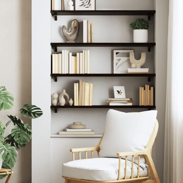 vidaXL Vägghylla mörkbrun 80x30x2 cm behandlad massiv ek