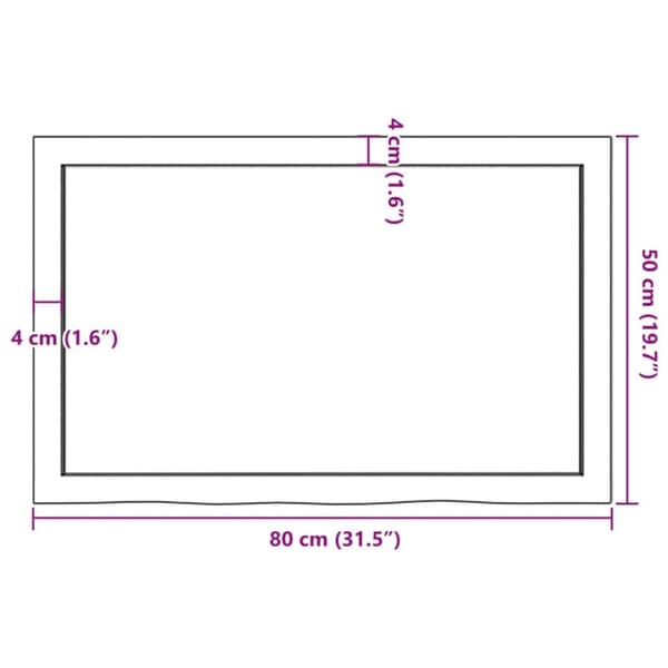 vidaXL væghylde 80x50x(2-4) cm behandlet massivt egetræ mørkebrun