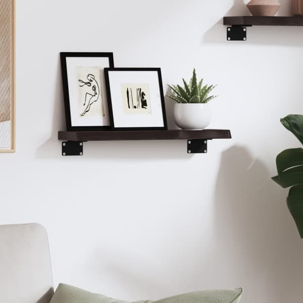 vidaXL væghylde 40x10x2 cm behandlet massivt egetræ mørkebrun
