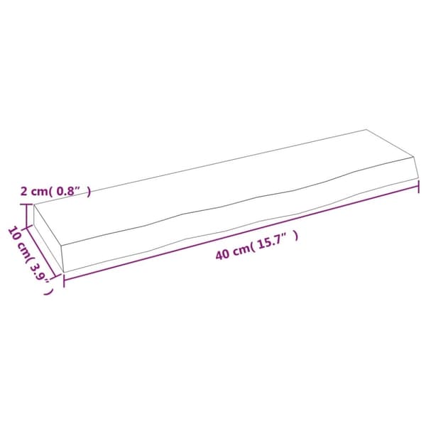 vidaXL væghylde 40x10x2 cm behandlet massivt egetræ mørkebrun