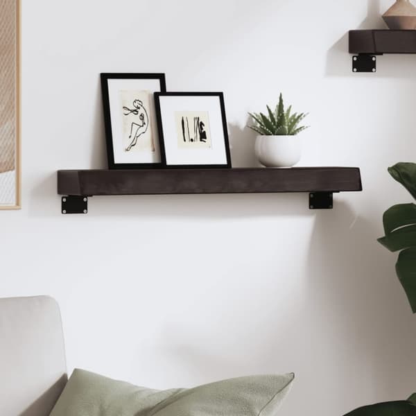 vidaXL Vegghylle mørkebrun 60x10x6 cm behandlet heltre eik