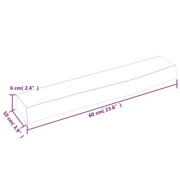 vidaXL Vegghylle mørkebrun 60x10x6 cm behandlet heltre eik