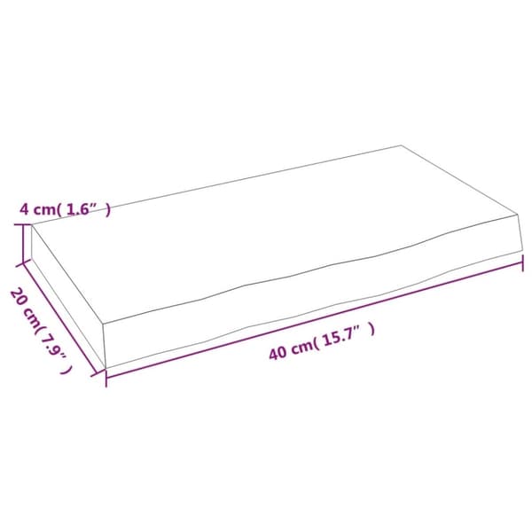 vidaXL væghylde 40x20x4 cm behandlet massivt egetræ mørkebrun