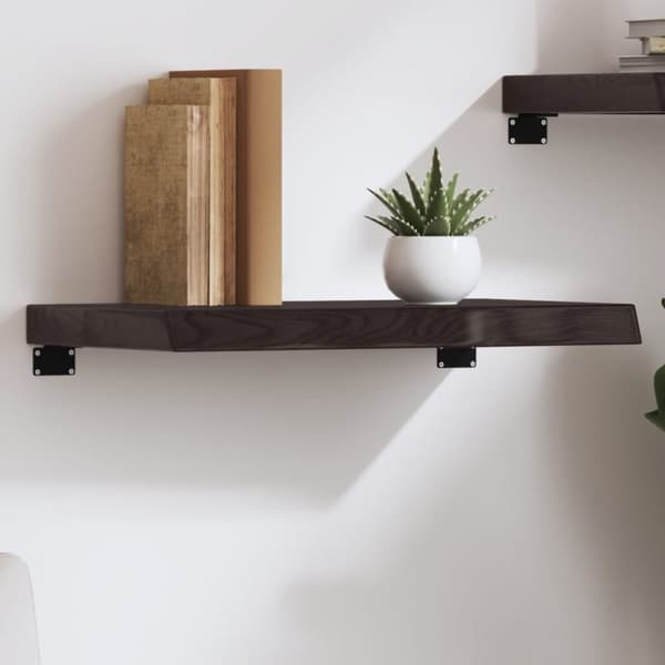 vidaXL væghylde 60x40x(2-6) cm behandlet massivt egetræ mørkebrun