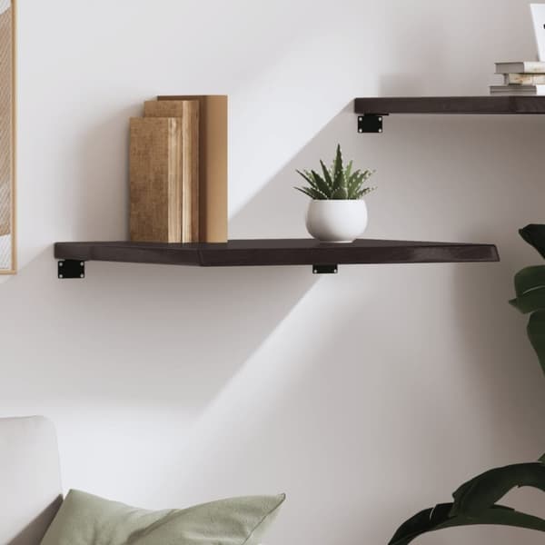 vidaXL væghylde 60x60x(2-4) cm behandlet massivt egetræ mørkebrun