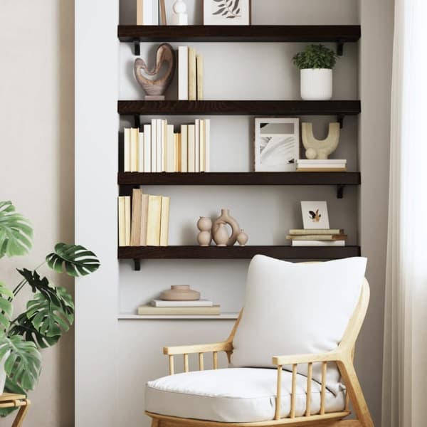 vidaXL Vägghylla mörkbrun 100x20x6 cm behandlad massiv ek