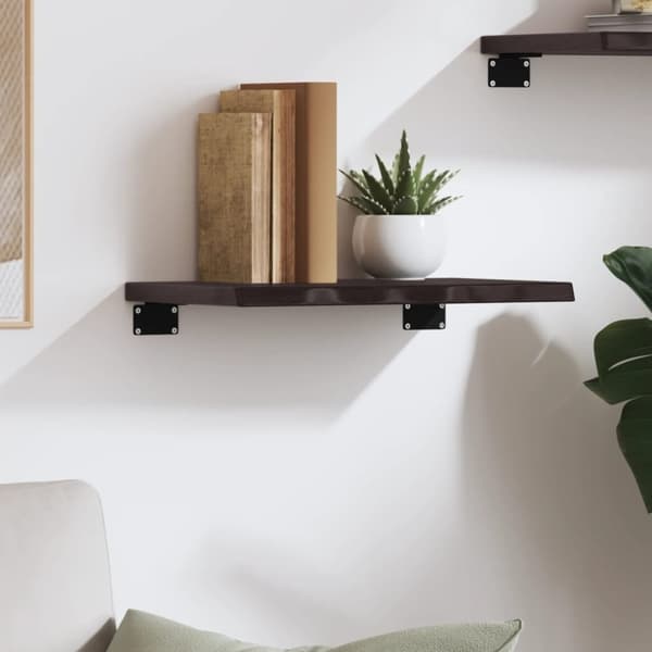 vidaXL Vägghylla mörkbrun 40x30x2 cm behandlad massiv ek