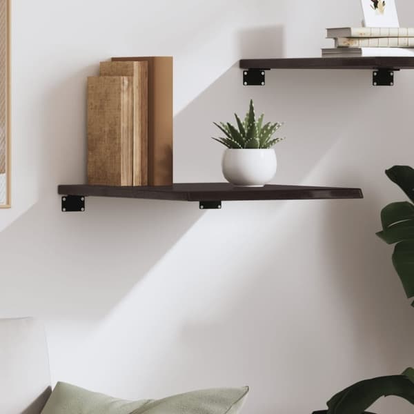 vidaXL væghylde 40x50x2 cm behandlet massivt egetræ mørkebrun