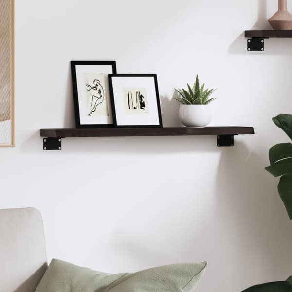 vidaXL Vägghylla mörkbrun 60x10x2 cm behandlad massiv ek