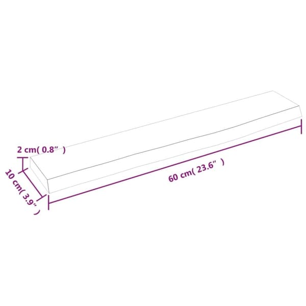 vidaXL Vägghylla mörkbrun 60x10x2 cm behandlad massiv ek