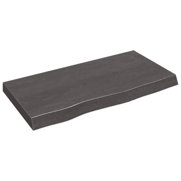 vidaXL væghylde 80x40x(2-6) cm behandlet massivt egetræ mørkebrun