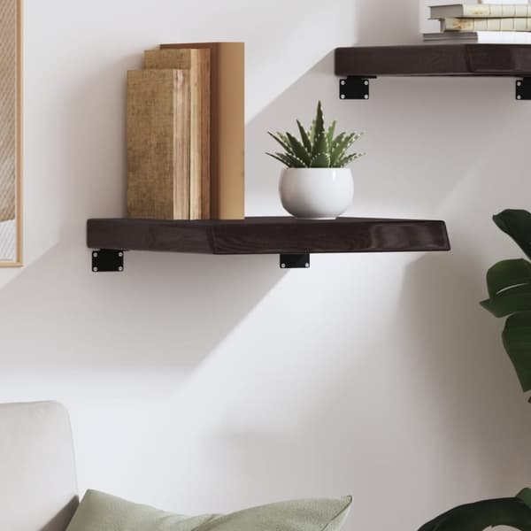 vidaXL Vegghylle mørkebrun 40x40x(2-6) cm behandlet heltre eik