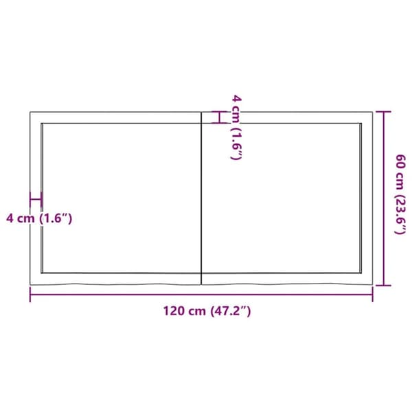 vidaXL væghylde 120x60x(2-6) cm ubehandlet massivt egetræ