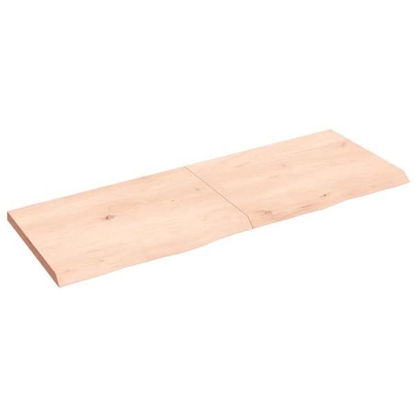 vidaXL væghylde 140x50x(2-4) cm ubehandlet massivt egetræ