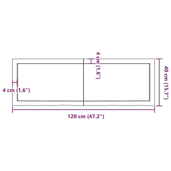 vidaXL væghylde 120x40x(2-4) cm ubehandlet massivt egetræ