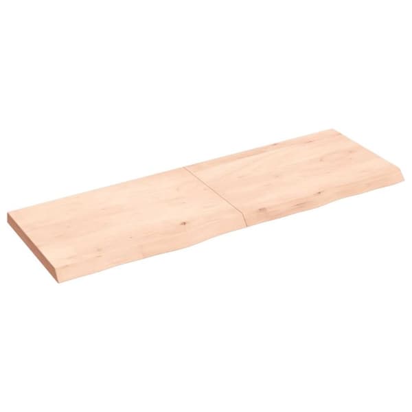 vidaXL væghylde 120x40x(2-4) cm ubehandlet massivt egetræ