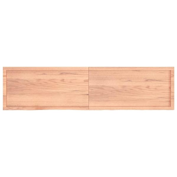 vidaXL væghylde 200x50x(2-6) cm behandlet massivt egetræ lysebrun