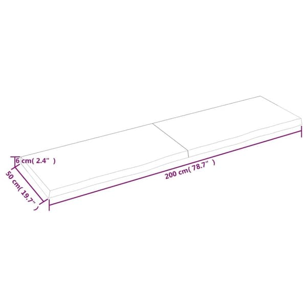 vidaXL væghylde 200x50x(2-6) cm behandlet massivt egetræ lysebrun