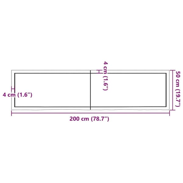 vidaXL væghylde 200x50x(2-6) cm behandlet massivt egetræ lysebrun