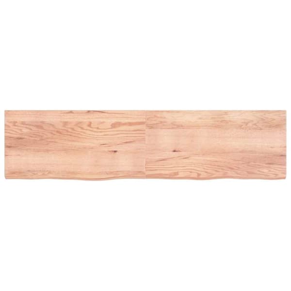 vidaXL væghylde 200x50x(2-6) cm behandlet massivt egetræ lysebrun